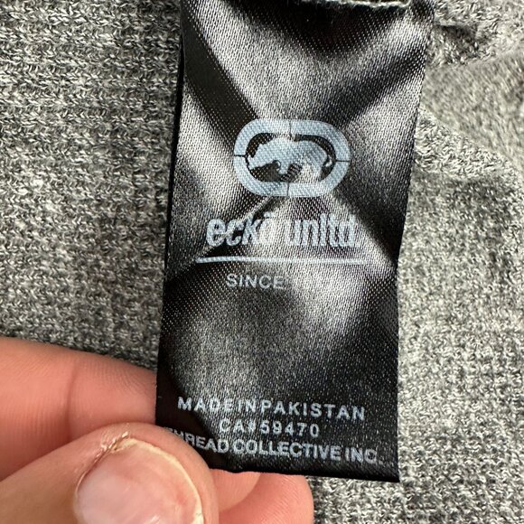 Ecko Unltd Mens Gray Hooded Sweater Logo Print Long Sleeve Pullover XL - Picture 4 of 5